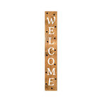 47" Black Natural And White Solid Wood Welcome Porch Sign