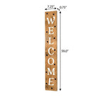 59" Black Natural And White Solid Wood Welcome Porch Sign