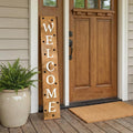 59" Black Natural And White Solid Wood Welcome Porch Sign