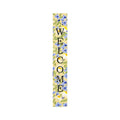 47" Black Blue Cream And Green Solid Wood Daisies Welcome Porch Sign