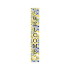 47" Black Blue Cream And Green Solid Wood Daisies Welcome Porch Sign