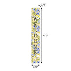 47" Black Blue Cream And Green Solid Wood Daisies Welcome Porch Sign