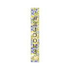 47" Black Blue Cream And Green Solid Wood Daisies Welcome Porch Sign