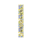 59" Black Blue Cream And Green Solid Wood Daisies Welcome Porch Sign