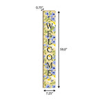 59" Black Blue Cream And Green Solid Wood Daisies Welcome Porch Sign