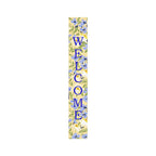47" Black Blue Cream And Green Solid Wood Daisies Welcome Porch Sign