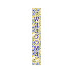 47" Black Blue Cream And Green Solid Wood Daisies Welcome Porch Sign