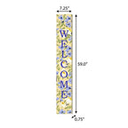 59" Black Blue Cream And Green Solid Wood Daisies Welcome Porch Sign