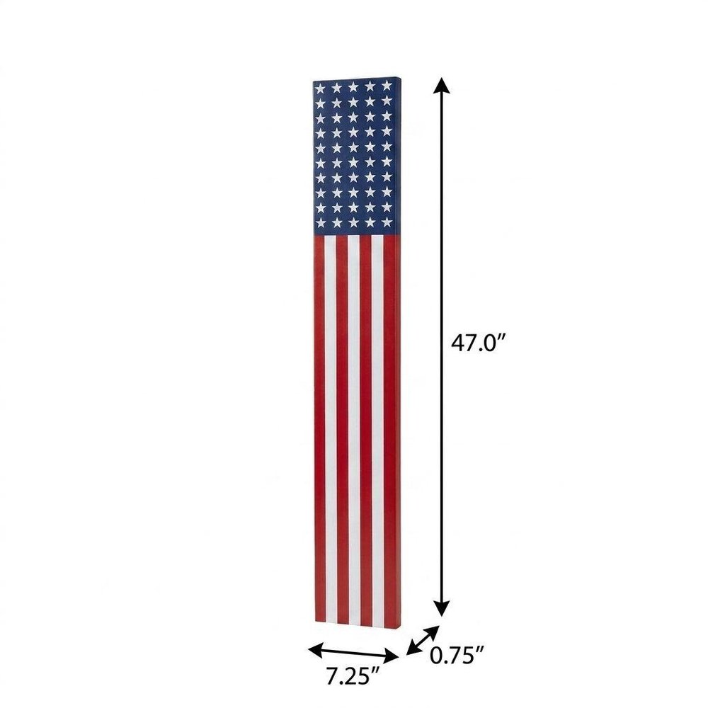 47" Red White And Blue Stars And Stripes Solid Wood Porch Sign