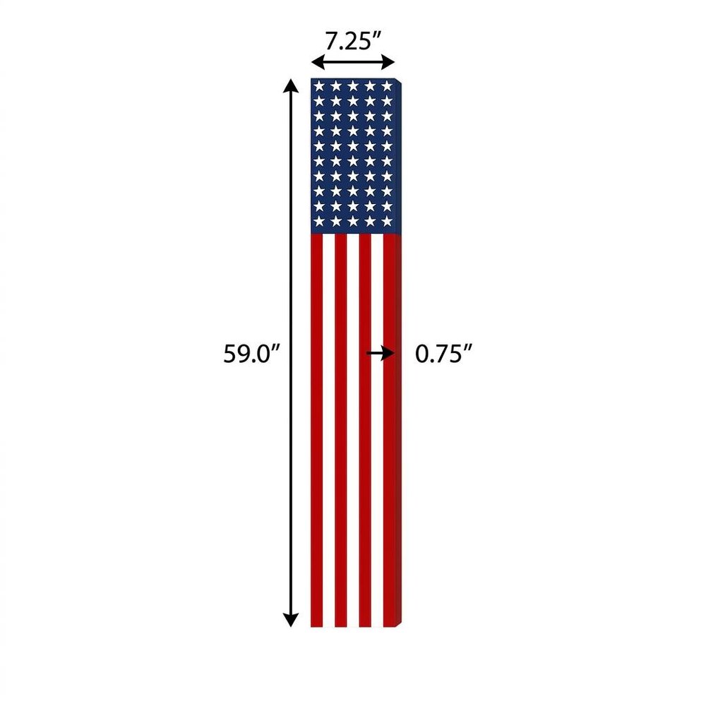 47" Red White And Blue Stars And Stripes Solid Wood Porch Sign