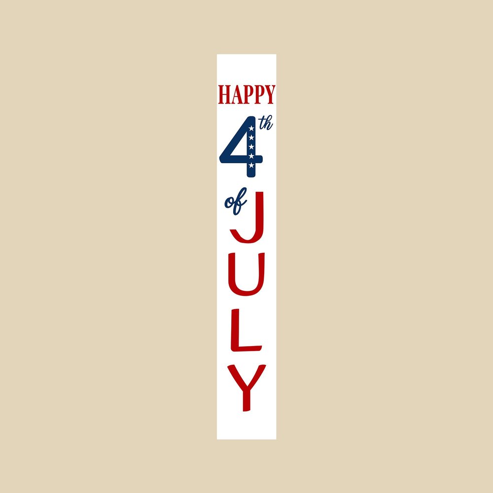 47" Red White And Blue Solid Wood Happy July 4th Porch Sign