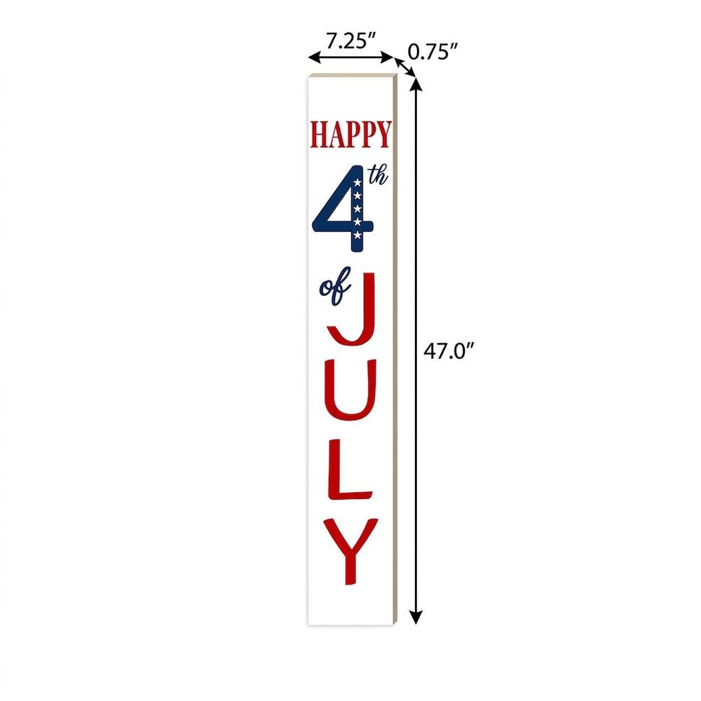 59" Red White And Blue Solid Wood Happy July 4th Porch Sign