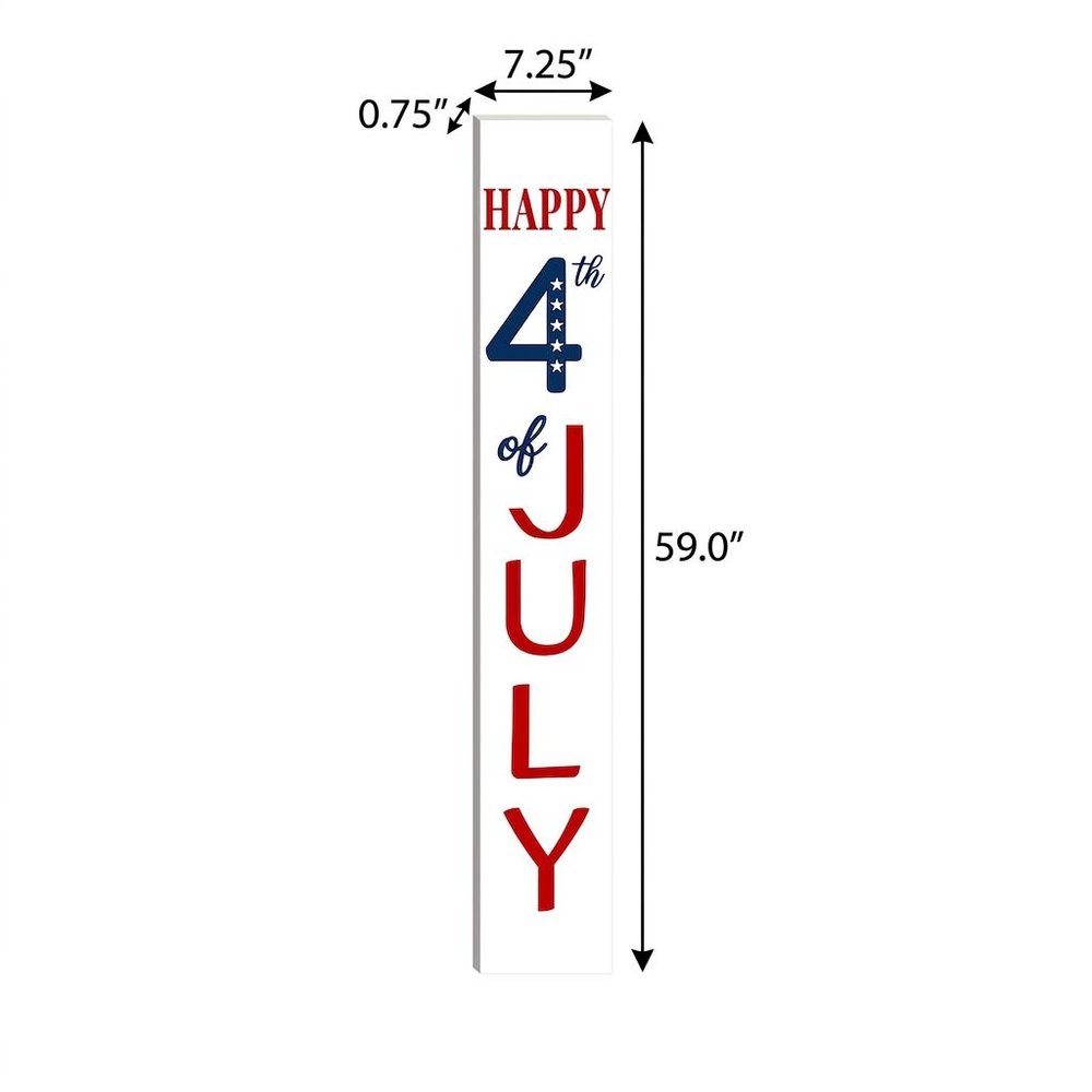 47" Red White And Blue Solid Wood Happy July 4th Porch Sign