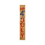 47" Natural Red White And Blue Solid Wood Happy July 4th Porch Sign