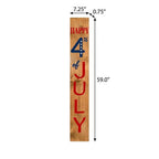 59" Natural Red White And Blue Solid Wood Happy July 4th Porch Sign