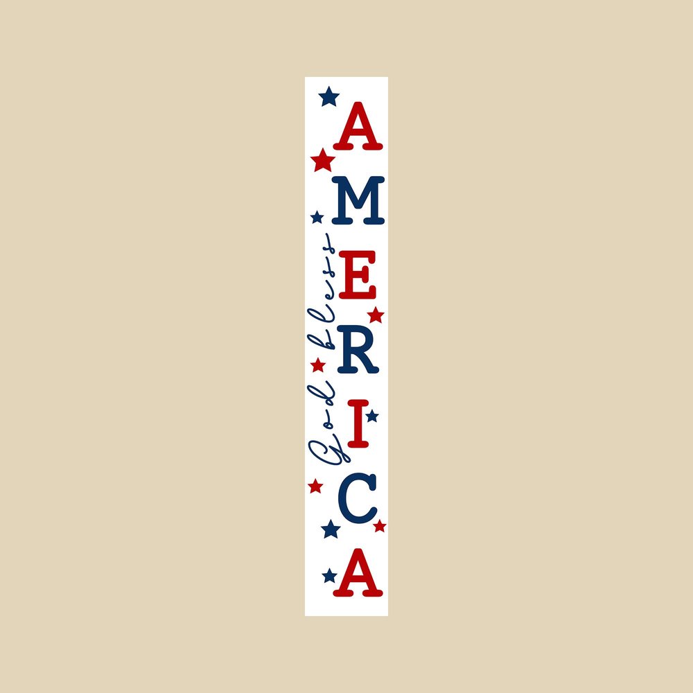 47" Red White And Blue Solid Wood God Bless America Porch Sign