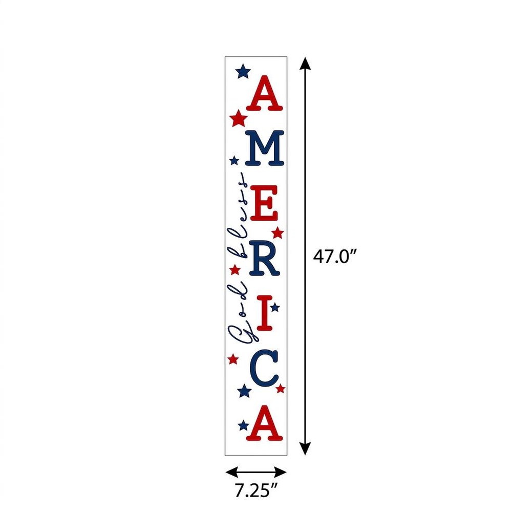 47" Red White And Blue Solid Wood God Bless America Porch Sign