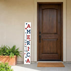 59" Red White And Blue Solid Wood God Bless America Porch Sign