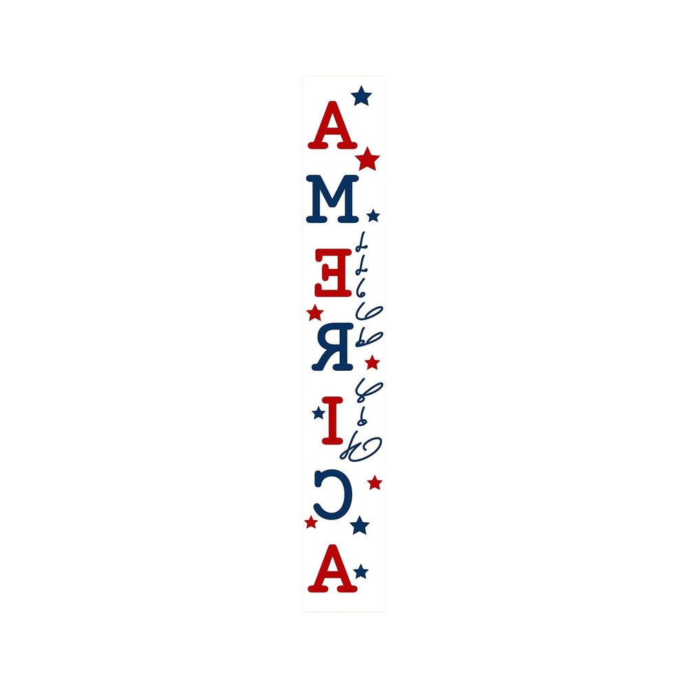 47" Red White And Blue Solid Wood God Bless America Porch Sign