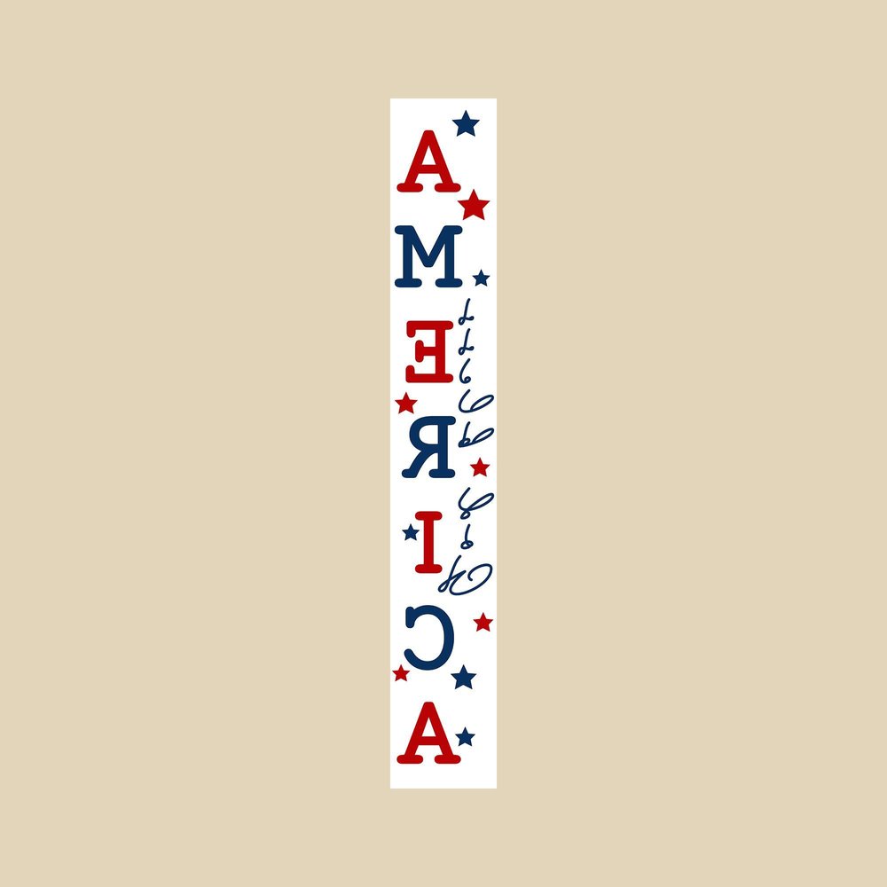 47" Red White And Blue Solid Wood God Bless America Porch Sign