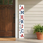 47" Red White And Blue Solid Wood God Bless America Porch Sign