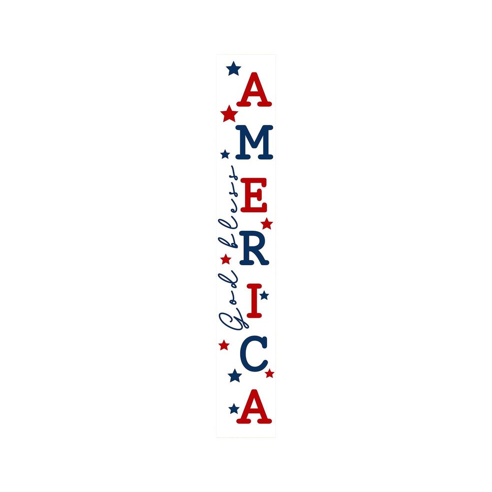 47" Red White And Blue Solid Wood God Bless America Porch Sign