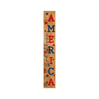 47" Natural Red And Blue Solid Wood God Bless America Porch Sign