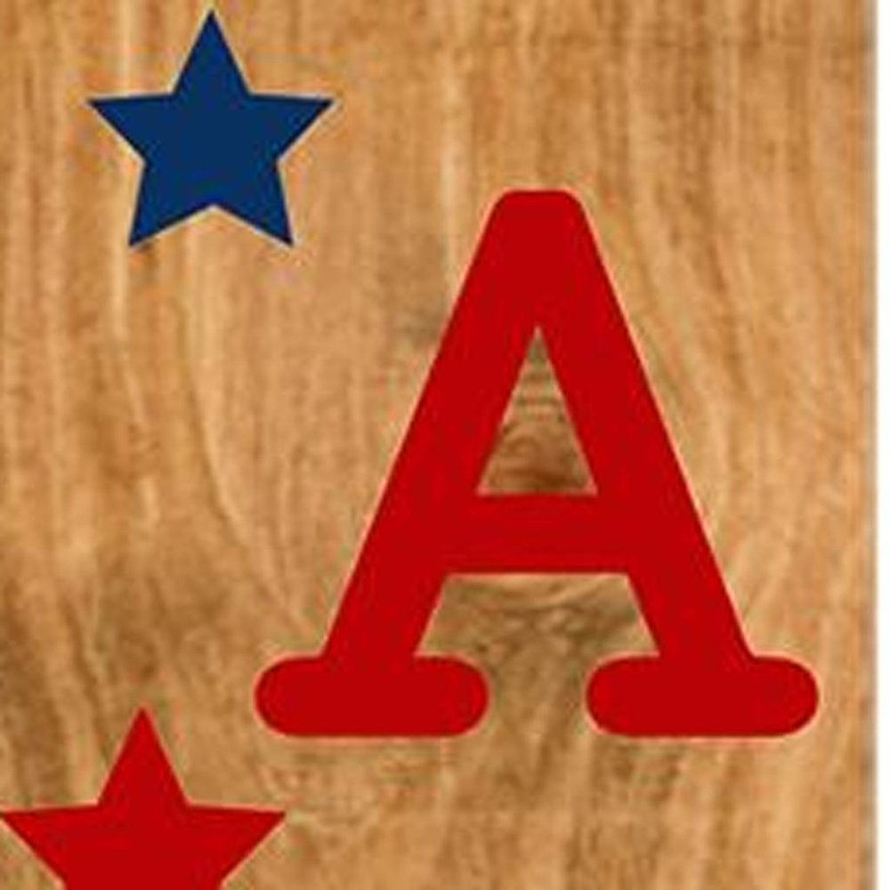 47" Natural Red And Blue Solid Wood God Bless America Porch Sign
