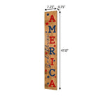 47" Natural Red And Blue Solid Wood God Bless America Porch Sign