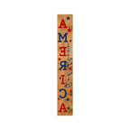 47" Natural Red And Blue Solid Wood God Bless America Porch Sign