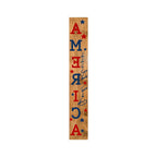 47" Natural Red And Blue Solid Wood God Bless America Porch Sign