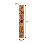 47" Natural Red And Blue Solid Wood God Bless America Porch Sign