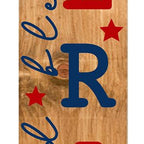 47" Natural Red And Blue Solid Wood God Bless America Porch Sign