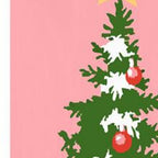 1" Pink And Green Solid Wood Christmas Christmas Tree Porch Sign