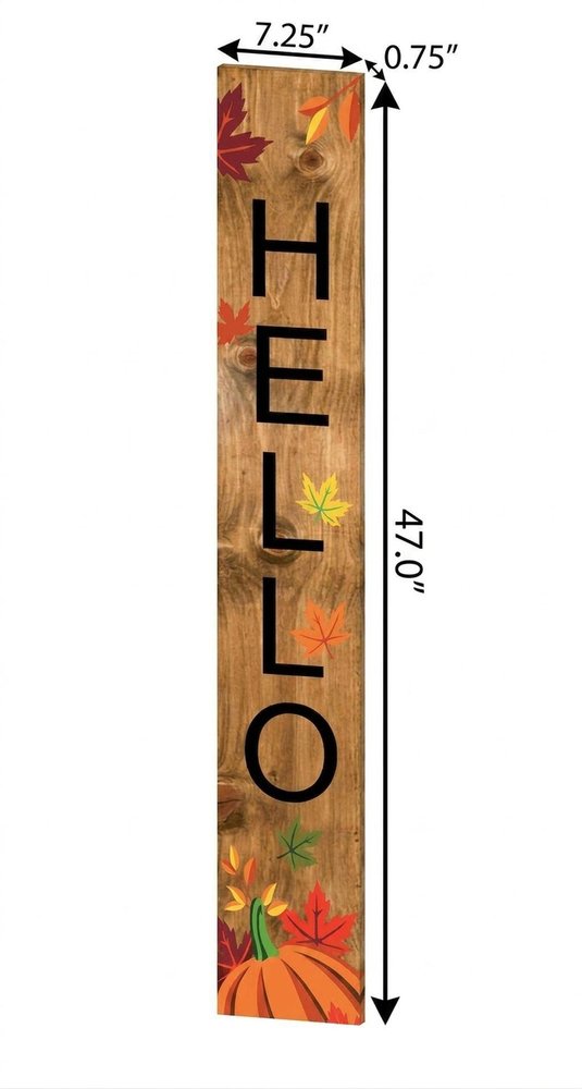 1" Tan And Black Solid Wood Hello Porch Sign