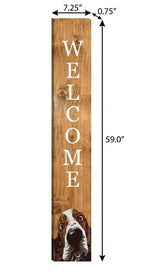 1" Tan And White Solid Wood Welcome Dogs Porch Sign