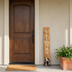 1" Tan And White Solid Wood Welcome Dogs Porch Sign