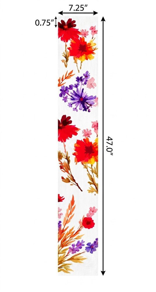 1" Red And White Solid Wood Floral Bouquet Porch Sign