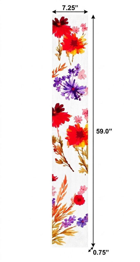 1" Red And White Solid Wood Floral Bouquet Porch Sign