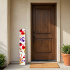 1" Red And White Solid Wood Floral Bouquet Porch Sign