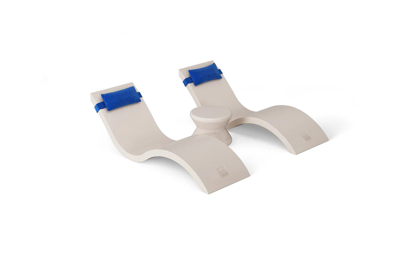 Signature Chaise Headrest Pillow and Side Table In-pool Set