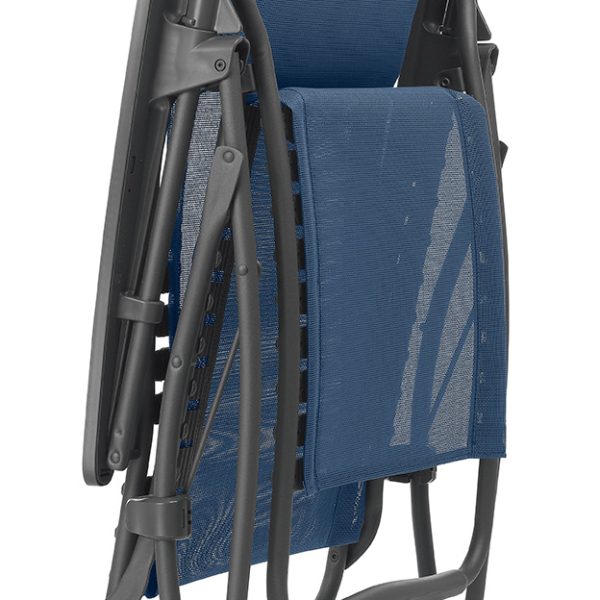 28" Blue Metal Outdoor Zero Gravity Chair with Blue Cushion