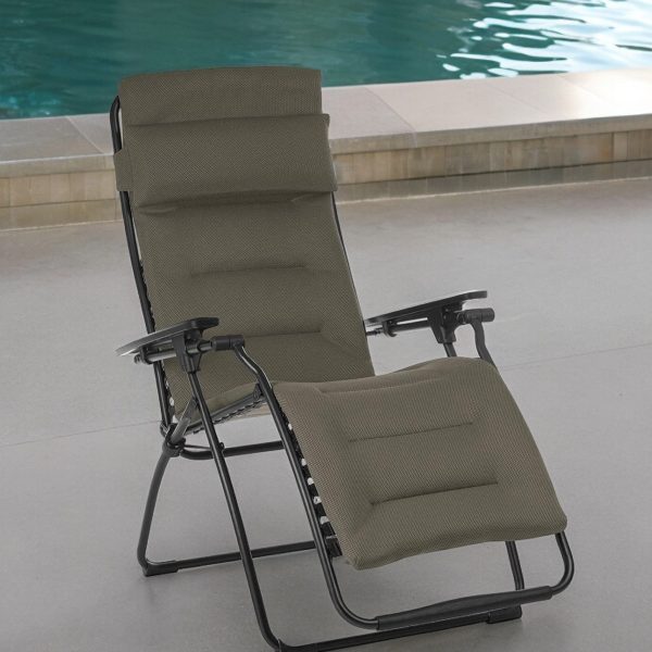 30" Gray Steel Outdoor Zero Gravity Chair with Gray Cushion