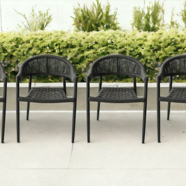 Set of Four 22" Gray Aluminum Outdoor Arm Chair