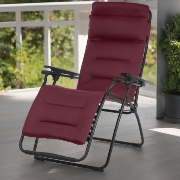 28" Red Steel Outdoor Zero Gravity Chair with Red Cushion