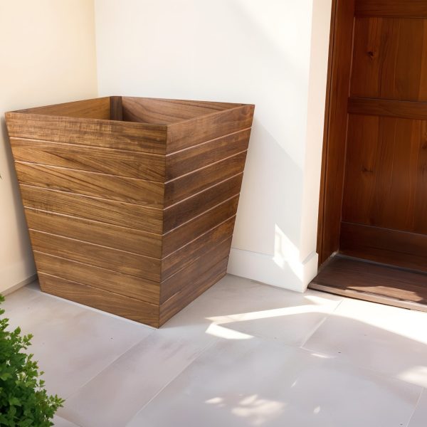 21" Brown Solid Wood Indoor Outdoor Square Planter Box