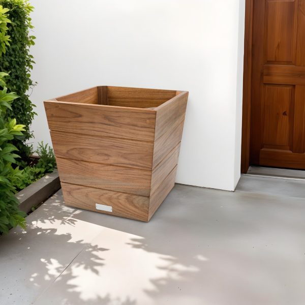12" Brown Wood Indoor Outdoor Square Planter Box