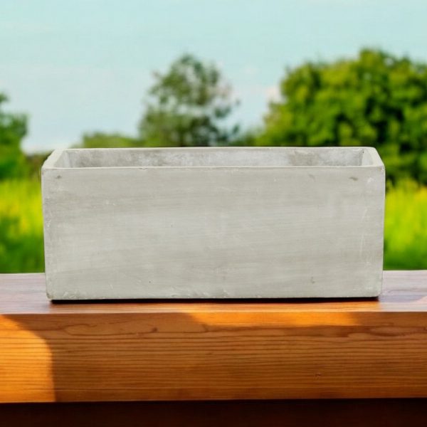 9" Light Gray Cement Indoor Outdoor Rectangular Pot Planter