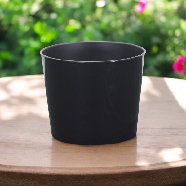 7" Black Recycled Plastic Indoor Outdoor Round Pot Planter