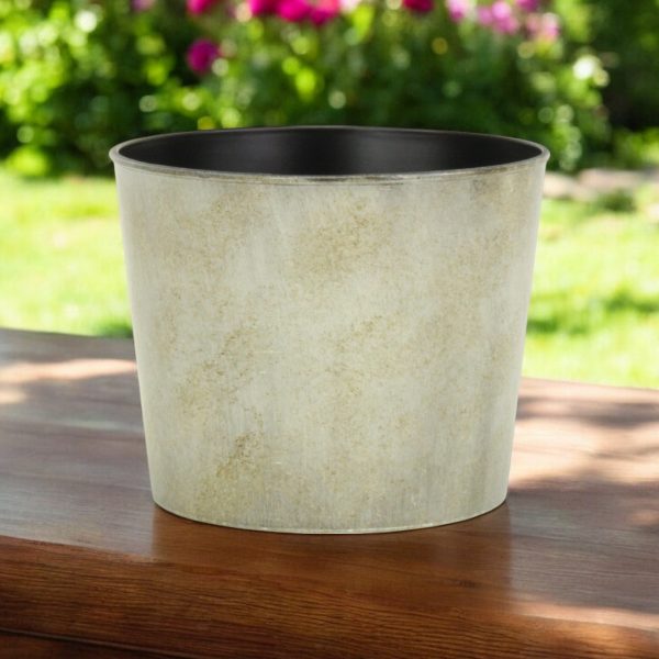 7" Gray Recycled Plastic Indoor Outdoor Round Pot Planter